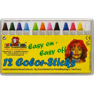 Karnevalsschminke Color-Sticks 12 Stück