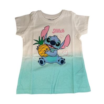 Stitch-Kurzarm-Shirt für Mädchen | Weiß-Rosa oder Weiß-Türkis | Größen 92-128