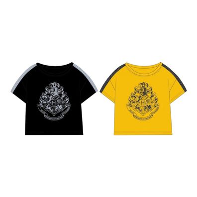 Kurzärmeligen Crop Top "Glitzerndes Hogwarts Wappen" | Größen 134-164