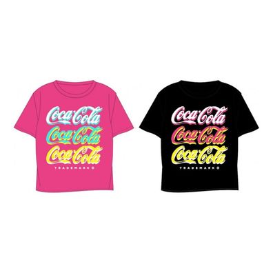 Kurzes Shirt Coca Cola® Schriftzug | Rot, oder Schwarz | Gr. 134-164