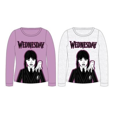 Wednesday Langarm-Shirt für Mädchen | Lila & Grau | Gr. 134–164