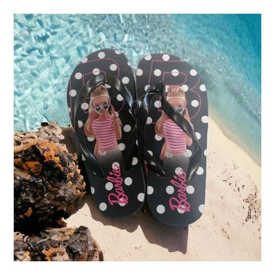 Flip Flop / Badeschuhe / Badeschlappen / Badesandalen "Barbie mit Herzbrille"