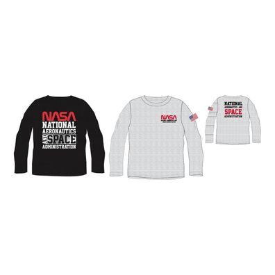 NASA Langarm-T-Shirt für Jungen | Grau & Schwarz | Größen 134–164