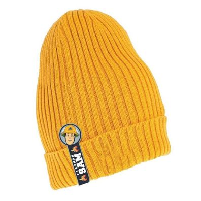 Kinder-Mütze Feuerwehrmann Sam, gelb, Herbst/Winter, Gr. 52/54, 100 % Acryl