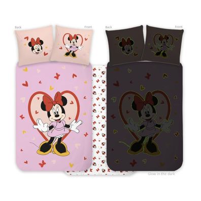 Minnie Mouse Babybettwäsche "Leuchtendes Herz" Rosa & Glow in the Dark
