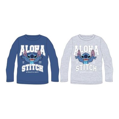 Langarm-Shirt für Jungen - Stitch "Aloha" | Grau oder Blau | Größen 98-128