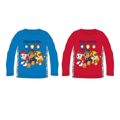PAW Patrol Langarm T-Shirt für Jungen | Marshall, Chase, Rubble | Rot & Blau |