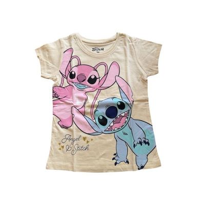 Stitch-Kurzarm-Shirt für Mädchen | Rosa oder Gelb | Größen 98-128