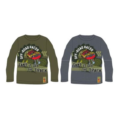 Blaze Langarm-T-Shirt "Off-Road-Racer" für Jungen | Grau & Armeegrün | Größen 98-128