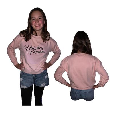 Mickey Mouse Pullover, rosa mit Schriftzug, Größen XS bis XL