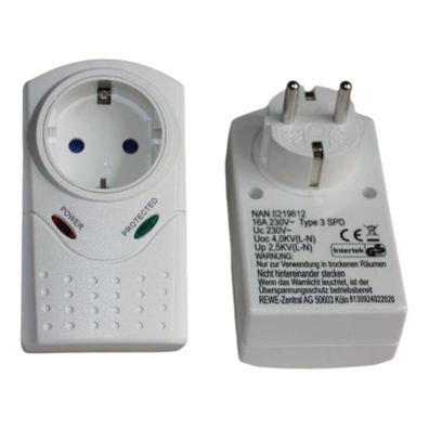 2x Steckdosenadapter Überspannungsschutz Max. 3380 Watt Blitzschutz Geräteschutz