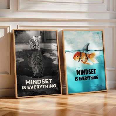 Poster Wanbild Mindset is everything Motivation Spruch Büro Arbeitszimmer Office Deko