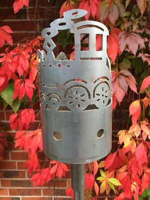 Gartenfackel Eisenbahn Lokomotive Set inkl. Stiel und Wachsrolle Fackel Feuerflair