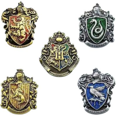 Harry Potter Pins - 5er-Set mit Häusern & Hogwarts-Abzeichen