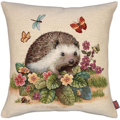 Kissenhülle Kissenbezug 45x45 Gobelin Kissen Dekokissen Sofa Beige Igel Hossner