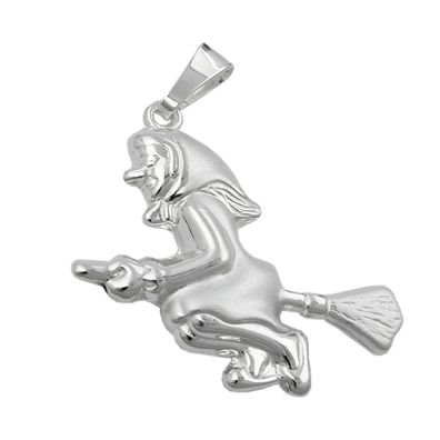 Anhänger 22x22mm Hexe matt-glänzend Silber 925