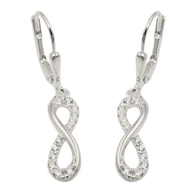 Ohrbrisur Ohrhänger Ohrringe 32x6mm Acht Unendlichkeitszeichen mit Zirkonias Silbe
