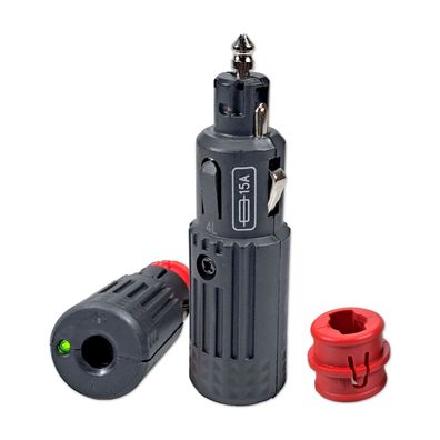 Zigarettenanzünderstecker | mit Adapter | 12-24V | 16A | LED | Sicherung