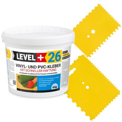 Vinylkleber PVC LVT CV Paneele Schnelle Haftung 6kg+2St. Zahnspachtel L+26
