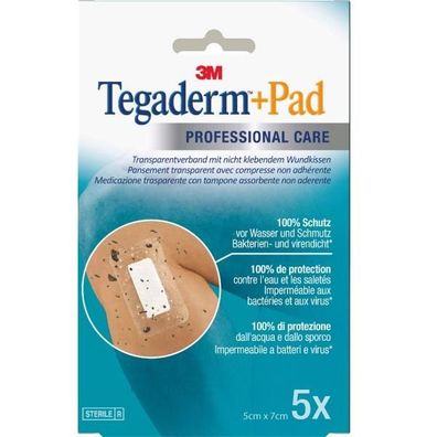 Tegaderm + Pad Transparentverband 5 x 7 cm 5 Stück