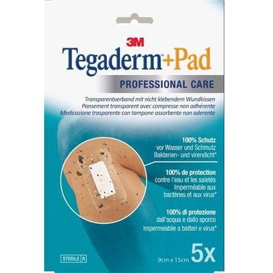 Tegaderm + Pad Transparentverband 9 x 15 cm 5 Stück