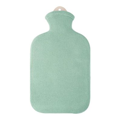 Strickbezug Baumwolle mit Wärmflasche mintgrün 2 l