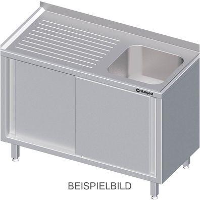 Stalgast Spülschrank mit Schiebetüren 1300x600x850 mm, mit einem Becken links,