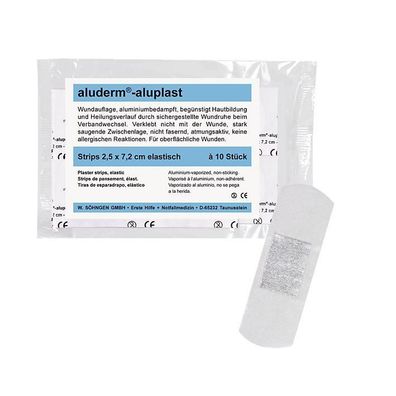 aluderm-aluplast elastisch Strips 2,5 x 7,2 cm 10 Stück