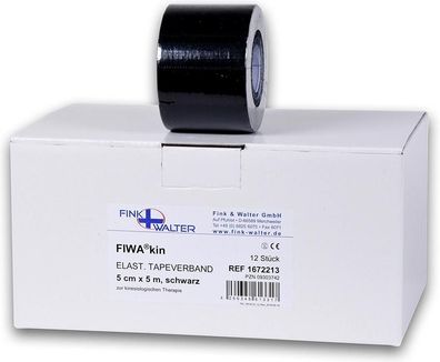 Elastischer Tape-Verband 5cm x 5m schwarz 12 Rollen