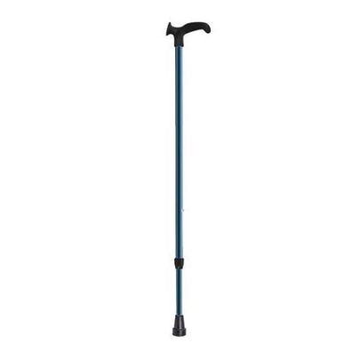 Metall-Gehstock rechts schwarz/brill. blau Druckknopf