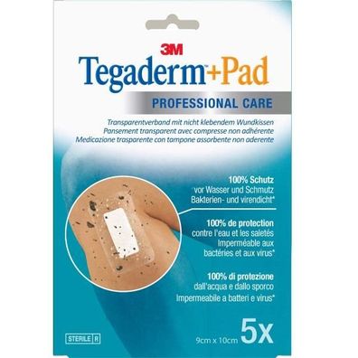 Tegaderm + Pad Transparentverband 9 x 10 cm 5 Stück