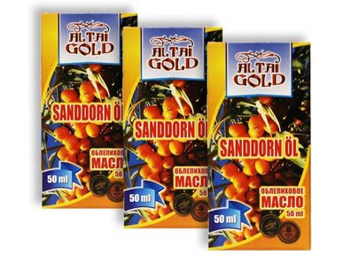 Sanddornöl Altai Gold 3 x 50 ml Sanddorn Öl Naturprodukt Hippophae rhamnoide