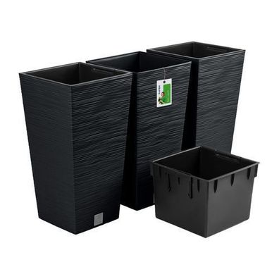 3X Blumentopf Pflanzkübel FURU Square Balkonkasten Blumenkübel Anthrazit 35 L