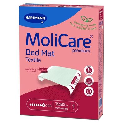 MoliCare® Premium Bed Mat Textile 10 x m. Flügel 75 x 85 cm