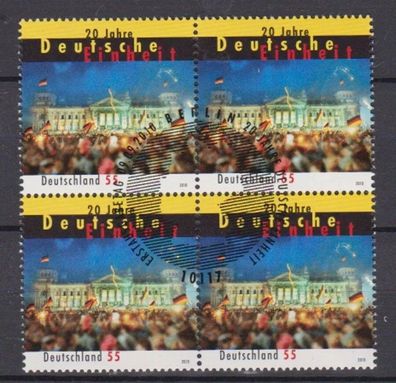 BRD 2010 gestempelt ESST vierer Block MiNr. 2821 20 Jahre Deutsche Einheit