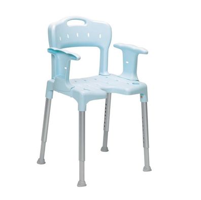 Duschstuhl Swift eisblau mit Armlehnen