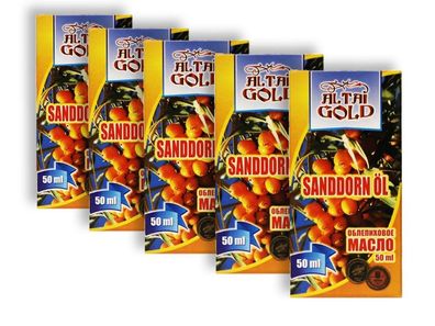 Sanddornöl Altai Gold 5 x 50 ml Sanddorn Öl Naturprodukt Hippophae rhamnoide