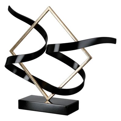 Gilde Dekoobjekt, quadratisch, "Swing", Metall, schwarz, VE 1, L. 16 cm, B. 38