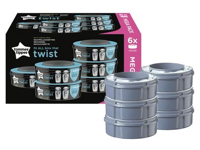 TOMMEE TIPPEE Nachfüllkassette Twis &Click + Sangenic Tec Windeleimer 6er Set