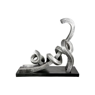 Casablanca Skulptur, Katze, "Stretching", Kunstharz, silberfarben, , L. 10 cm, B