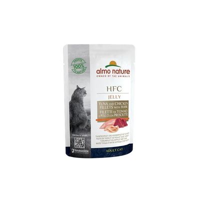 Almo Nature HFC Jelly Thunfischfilet, Hühnerfilet & Schinken 24 x 55g