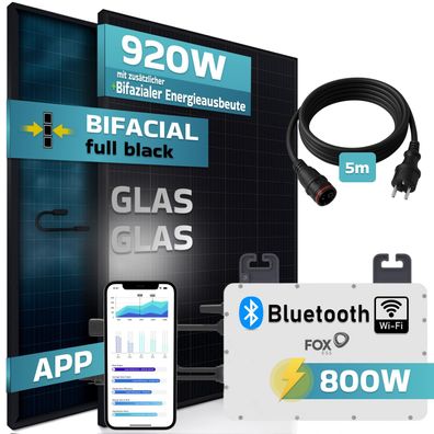 SUNNIVA® Balkonkraftwerk Bifacial max 920W/800W mit Fox ESS Wechselrichter