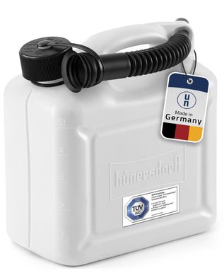 Kraftstoffkanister, Kunststoffkanister 5 Liter Benzinkanister, Dieselkanister weiß