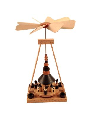 Miniatur Pyramide Seiffener Kirche HxBxT 14x10x10cm NEU Weihnachtspyramide Tisch