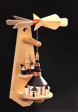 Miniatur Pyramide Seiffener Kirche 17cm HxBxT 17x11x11cm NEU Weihnachtspyramide