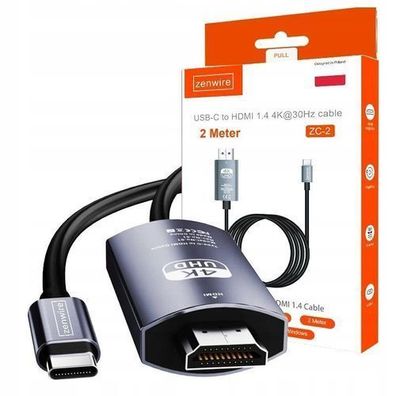 USB-C 3.1 TYP C zu HDMI 4K MHL Adapter Kabel 200cm Zenwire ZC-2