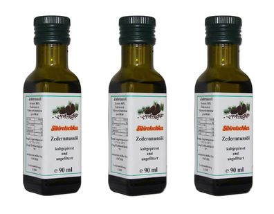 Zedernnussöl kaltgepresst 3x90 ml Sibirotschka Naturprodukt Zedernussöl Zedernöl