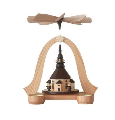 Pyramide mit Seiffener Kirche Teelichter HxBxT 26x23x20cm NEU Weihnachtspyramide