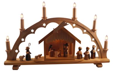 Schwibbogen Christi Geburt und Beleuchtung Höhe=53cm NEU Schwibbogen Seiffener K