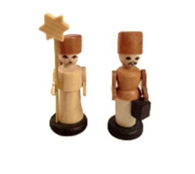 Miniaturfigur Engel &amp; Bergmann klein natur Höhe=4cm NEU Seiffen Erzgebirge Dekor